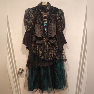 Rubie's Wizard Of Oz Wicked Witch Costume Dress Kid's Sz S Cosplay Halloween